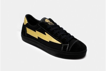 Casual Sneakers Thunderbolt Black Gold Front Perspective