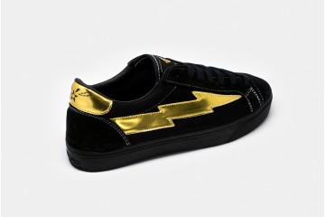 Casual Sneakers Thunderbolt Black Gold Back Perspective