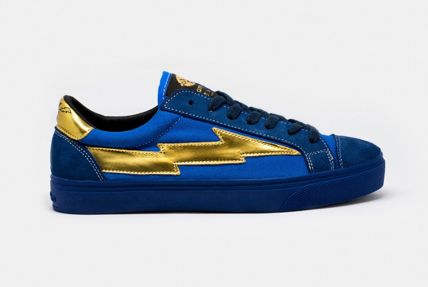 Cool Sneakers Thunderbolt Blue Gold Side