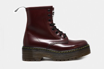 Leather Boots Double Hinode Bordeaux Side